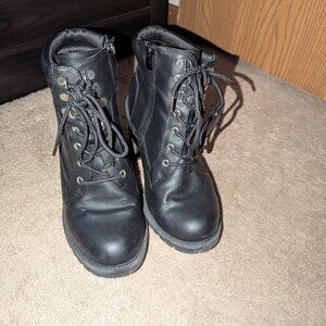 Torrid 7.5 Black Faux Leather Lace-Up Hiker Boot (Wide Width)